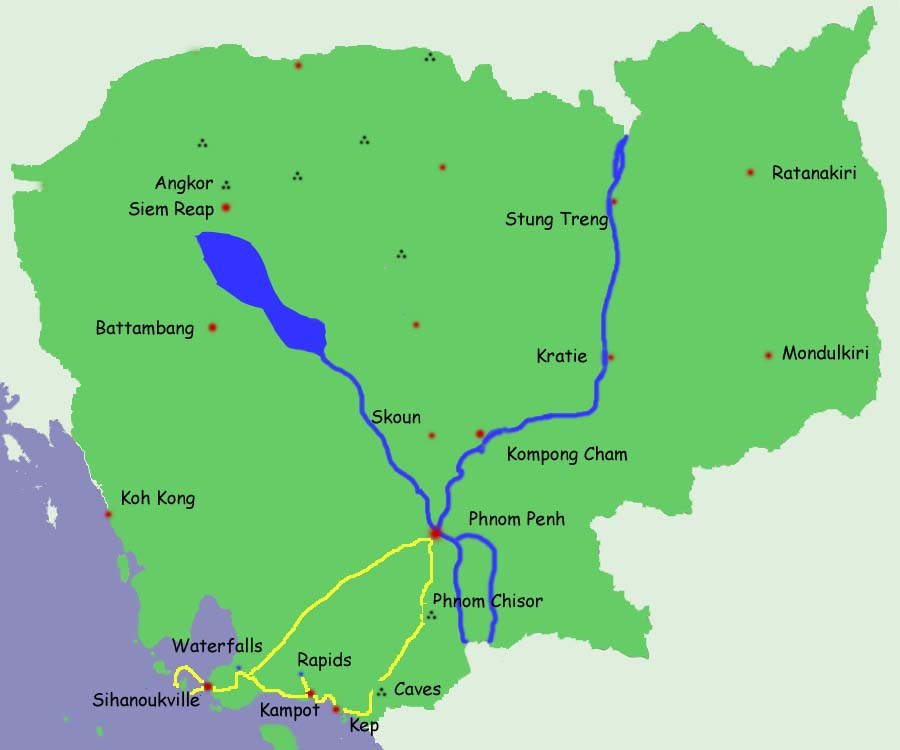 Cambodia tour map
